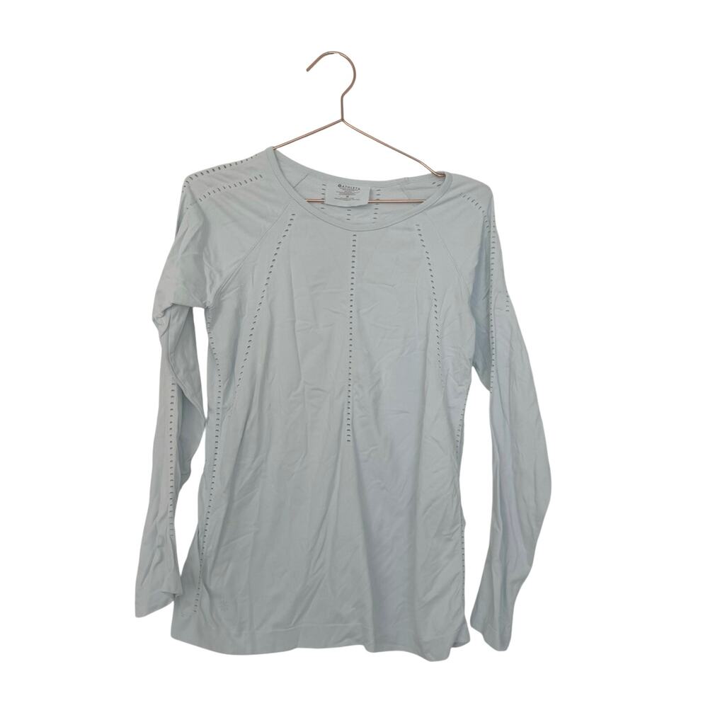 Athleta foothill Pale Blue Long-Sleeve Laser-Cut perforated Active Tee